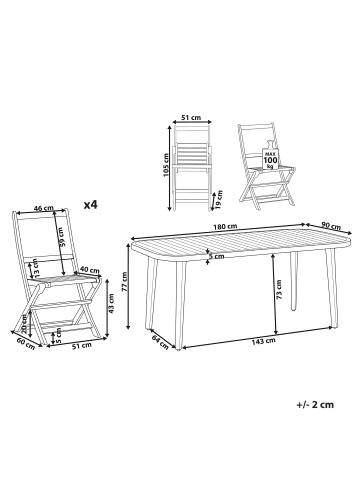Beliani 5-tlg Gartentisch Set PARAGGI in Braun