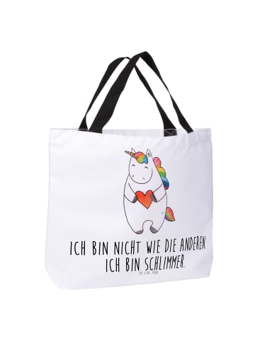 Mr. & Mrs. Panda Tasche Einhorn Herz mit Spruch in Weiß
