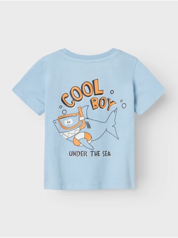 name it T-Shirt 2er-Set Normale Passform Kurzarm in Weiß-Blau