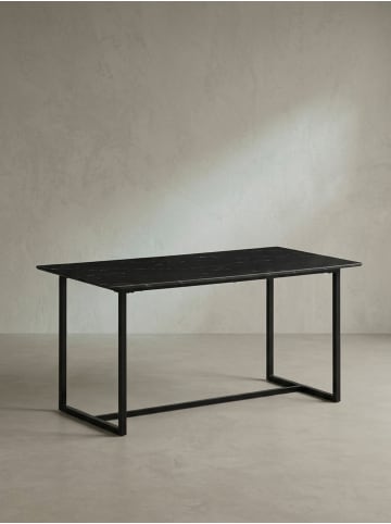KADIMA DESIGN Esszimmertisch 160x80x76 cm Küchentisch in Marmor-Optik in Schwarz