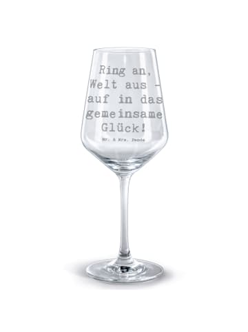 Mr. & Mrs. Panda Rotweinglas Spruch Verlobung Glück mit Spruch in Transparent