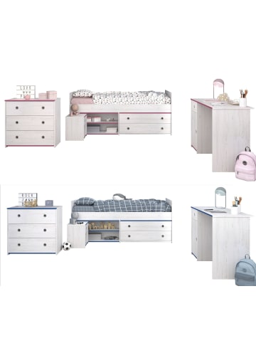 58 aufm Kessel KINDERZMMER-SET Parisot Smoozy 4-tlg. Holznachbildung Kiefer Weiß/Pink