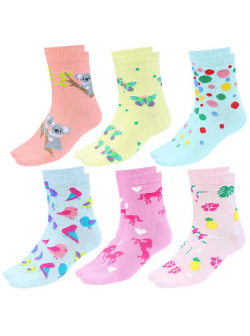 TupTam Kinder Socken Mädchen Jungen Bunt Gemustert 6er Pack in blau/gelb