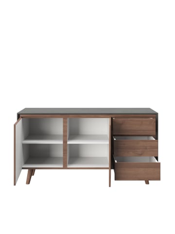 Playboy Sideboard "VICTORIA" in Nussbaum / Grau - (B)150 x (H)78 x (T)42 cm