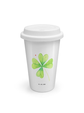 Mr. & Mrs. Panda To Go Becher Blume Kleeblatt ohne Spruch in Weiß