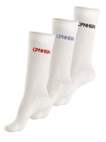 Copenhagen Studios Tennissocken in 3x off white mit farbigem Markenlogo