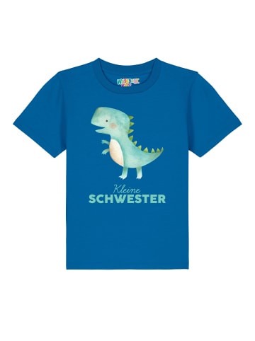 wat? Apparel T-Shirt Dinosaurier 03 Kleine Schwester in Blau