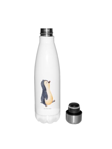 Mr. & Mrs. Panda Trinkflasche Pinguin mHerzieren ohne Spruch in Weiß