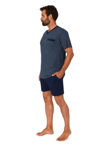 NORMANN Kurzarm Schlafanzug Pyjama Shorty in hellblau