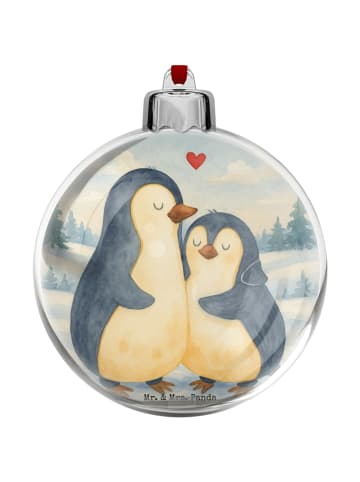 Mr. & Mrs. Panda Christbaumkugel Pinguin umarmen Design ohne Spruch in Weiß