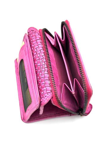 Florence Geldbörse Leder fuchsia pink Damen ca. 12cm ca. 10cm