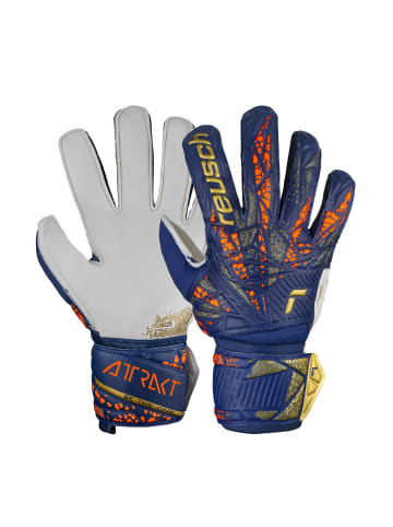 Reusch Torwarthandschuhe Attrakt Grip Junior in 4410 premium blue/gold