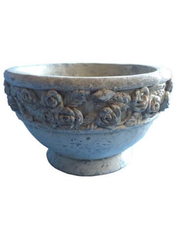 AltoBelli Blumentopf ROSARIO Schale Beige mit Rosen Rund Zement 27x16 cm