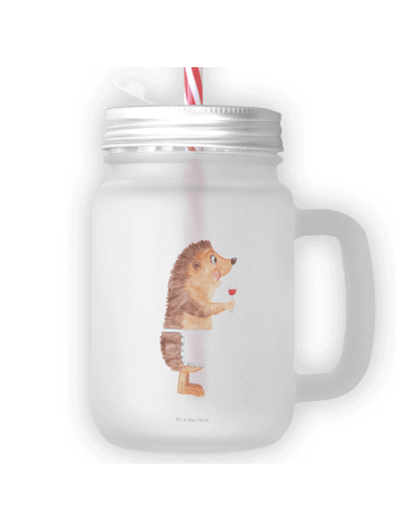 Mr. & Mrs. Panda Trinkglas Mason Jar Igel Wein ohne Spruch in Transparent