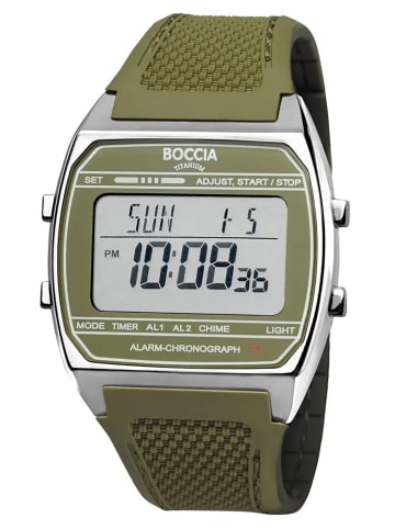 Boccia Digital-Uhr in Unisexgröße Titan Olivgrün
