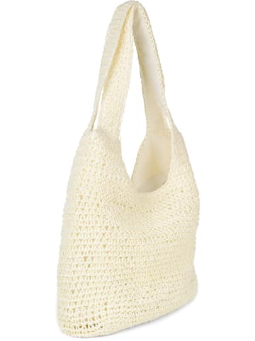 styleBREAKER Papierstroh Beuteltasche in Creme