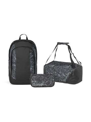 Satch Schulrucksack-Set AIR "Street Ink" 3-tlg. in Schwarz