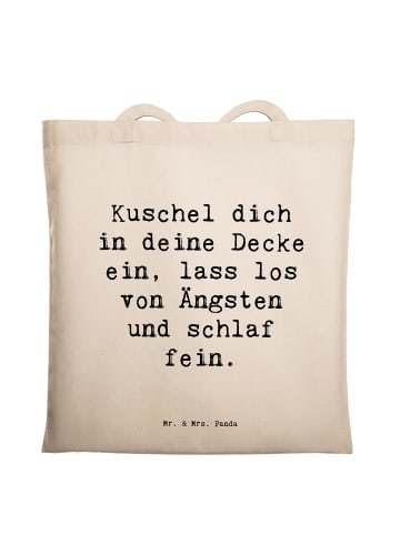 Mr. & Mrs. Panda Tote Bag Spruch Alleine schlafen lernen mit Spruch in Creme
