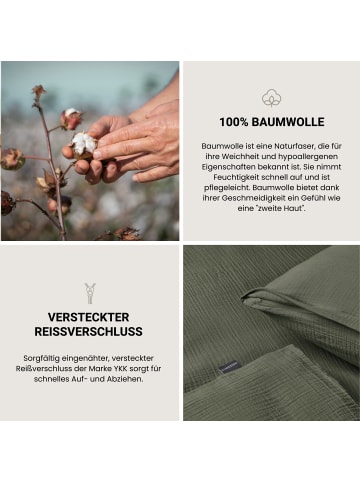 Schiesser Musselin-Bettwäscheset Molly in Dunkelgrün