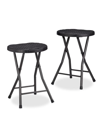 relaxdays 2x Klapphocker in Schwarz - (B)32,5 x (H)45 x (T)29 cm