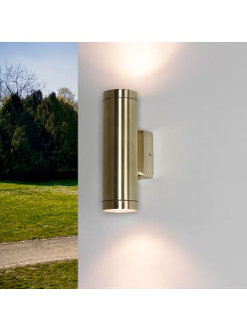 Licht-Erlebnisse Außen Wandlampe (B)6 x (H)21 cm in MessingMessing