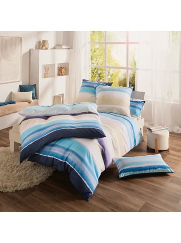 REDBEST Microfaser-Satin, Microfaser Bettwäsche in blau-beige