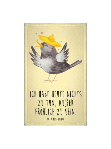 Mr. & Mrs. Panda Handtuch Rabe Sombrero mit Spruch in Gelb Pastell