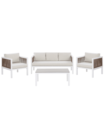 Beliani 4-tlg Sitzgruppe BORELLO in Weiß/Braun/Beige