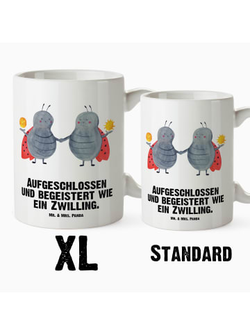 Mr. & Mrs. Panda Keramiktasse Sternzeichen Zwilling mit Spruch in Weiß