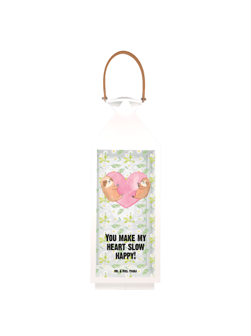 Mr. & Mrs. Panda Deko Laterne Faultiere Herz mit Spruch in Transparent