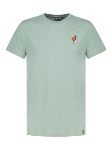 Eight2Nine Bequemes Kurzarm T-Shirt Fotodruck Casual in Hellgrün