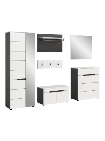 ebuy24 Garderobenmöbel Canu (5-teilig) Weiß 255 x 37 cm