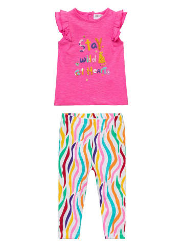 Minoti 2tlg. Outfit: Top & Leggings Stripes 4 in rosa