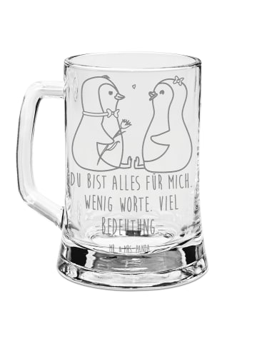 Mr. & Mrs. Panda Gravur Bierkrug Pinguin Pärchen mit Spruch in Transparent
