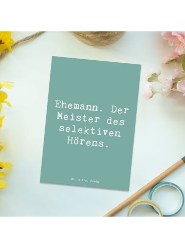 Mr. & Mrs. Panda bildkarte Spruch Ehemann Meister mit Spruch in Meeresbrise