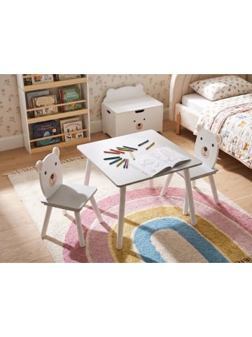 Beliani 3-tlg Kindertisch mit Stühlen MIMILI in Weiß/Grau