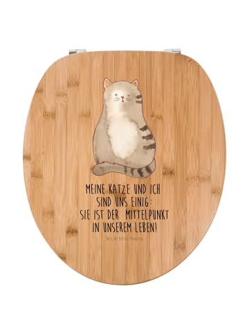 Mr. & Mrs. Panda WC Deckel Katze Sitzen mit Spruch in Braun