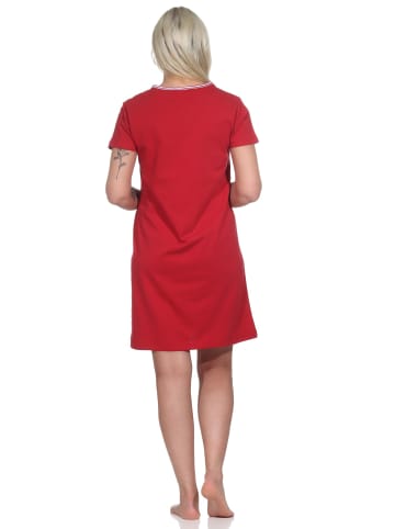 NORMANN maritimim Kurzarm Nachthemd Anker - 74887 in rot