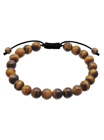True Rebels Armband aus Edelstahl mit Tigerauge in schwarz