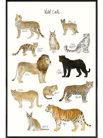 Juniqe Poster in Kunststoffrahmen "Wild Cats" in Braun & Weiß