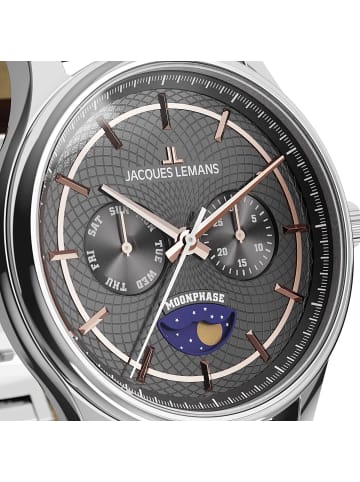 Jacques Lemans Herren-Uhr Derby mit Mondphase Braun/Anthrazit