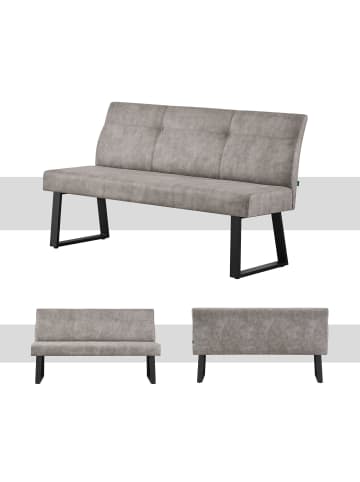 DUBI Möbel Sitzbank Joy in Wildleder-Grau - (B)160 x (H)89 x  (T)65 cm