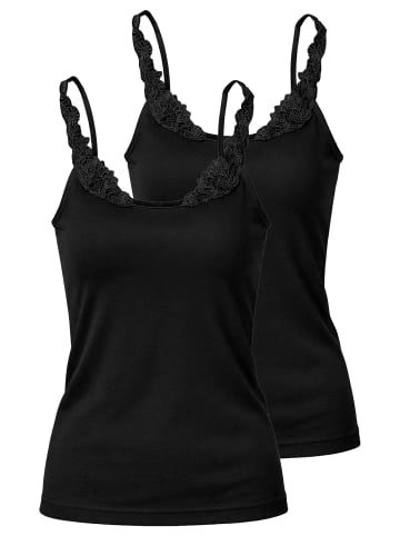 Haasis Bodywear 2er-Set: Spaghettitop m. Spitze in schwarz