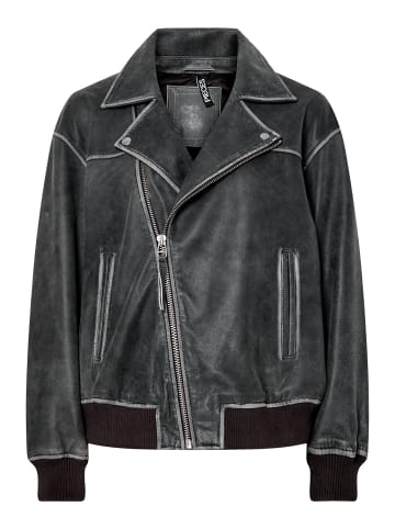 Pieces Lederjacke in Concrete Grey