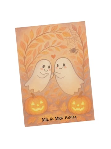 Mr. & Mrs. Panda Postkarte Gespenster  Liebe  Design ohne Spruch in Weiß