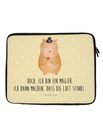 Mr. & Mrs. Panda Laptop Tasche Hamster Hut mit Spruch in Gelb Pastell