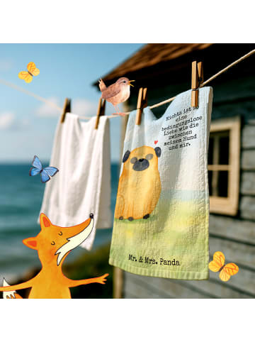 Mr. & Mrs. Panda Handtuch Mops Design mit Spruch in Weiß