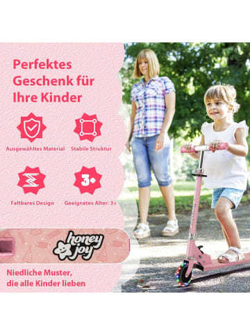 COSTWAY Scooter mit LED-Räder ab 3 Jahren in Rosa