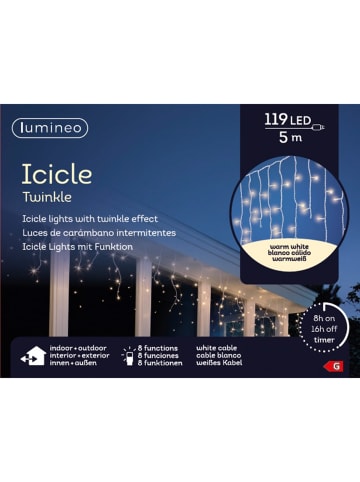 LUMINEO Lichtervorhang Icicle Twinkle 119 LED 5 m in warm weiß