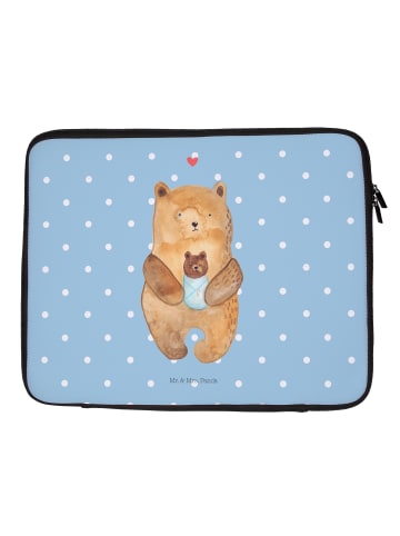 Mr. & Mrs. Panda Laptop Tasche Bär Baby ohne Spruch in Blau Pastell